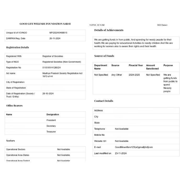 Good Life Welfare NGO Darpan